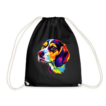Beagle Welpe Popart Süßer Hund Bunte Farben Beagle - Turnbeutel - Schwarz - Vorne