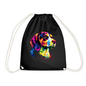 Beagle Welpe Popart Süßer Hund Bunte Farben Beagle - Turnbeutel - Schwarz - Vorne
