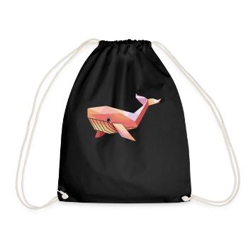 Origami Style Whale Art for Sea Lovers - Drawstring Bag - black - Front