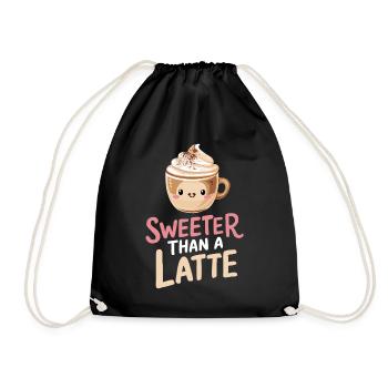 Süßer Als Ein Latte Barista Motiv - Turnbeutel - Schwarz - Vorne