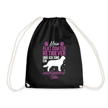 Flat Coated Retriever und Ich sind unschlagbar - Turnbeutel - Schwarz - Vorne