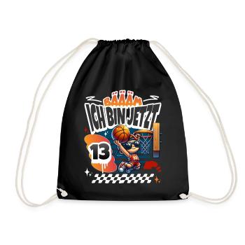Basketball Bääm Ich Bin Jetzt 13. Geburtstag - Turnbeutel - Schwarz - Vorne