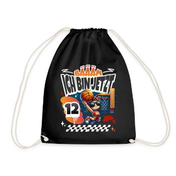 Basketball Bääm Ich Bin Jetzt 12. Geburtstag - Turnbeutel - Schwarz - Vorne