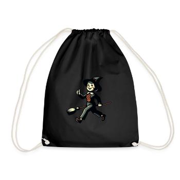 Retro Cartoon Hexen Gruseliges Party Design - Turnbeutel - Schwarz - Vorne