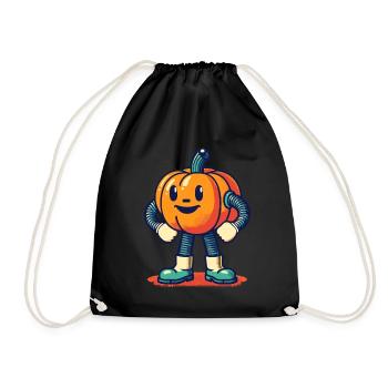 Retro Cartoon Kürbis Vintage Halloween Stil - Turnbeutel - Schwarz - Vorne