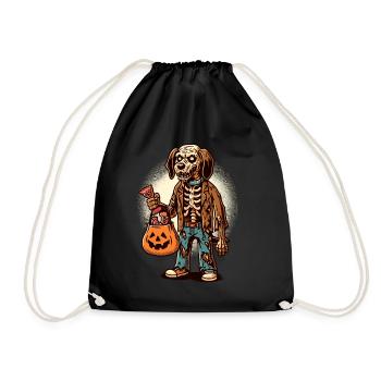 Undead Zombie Dog Trick or Treat Halloween - Drawstring Bag - black - Front