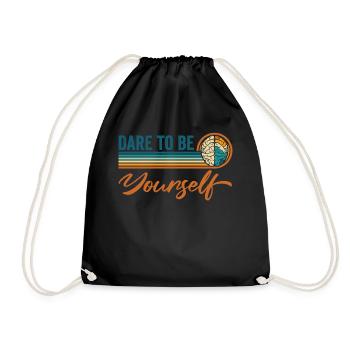 Vintage "Dare To Be Yourself" Bold Unique - Drawstring Bag - black - Front