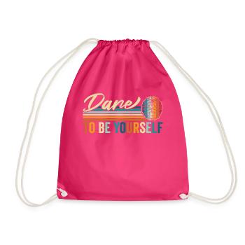 Vintage "Dare To Be Yourself" Bold Unique - Drawstring Bag - fuchsia - Front