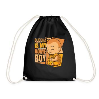 Buddha Is My Home Boy Buddhist Statue Symbol - Drawstring Bag - black - Front