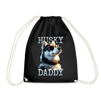 Husky Daddy Dad Vatertag Herrchen Papa Huskys - Turnbeutel - Schwarz - Vorne