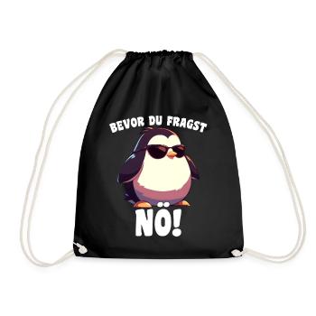 Before you ask: Nope! Penguin Sarcasm Cartoon - Drawstring Bag - black - Front