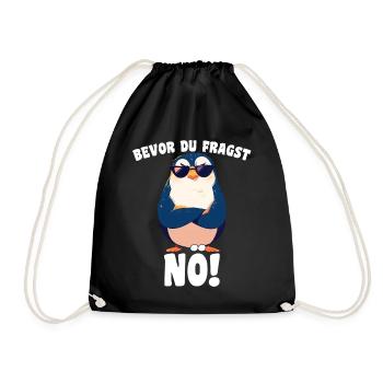 Before you ask: Nope! Cartoon Penguin Sarcasm - Drawstring Bag - black - Front