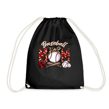 Mother Son Club Baseball Outfit Baseball Mom - Drawstring Bag - black - Front