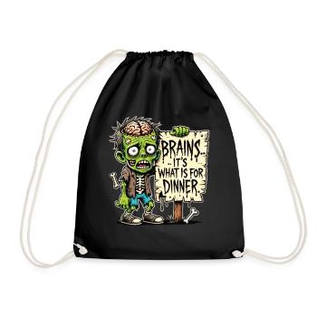 Funny Halloween T-Shirt with Zombie Dinner Motif - Drawstring Bag - black - Front