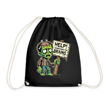 Funny Men's Zombie T-Shirt for Halloween - Drawstring Bag - black - Front
