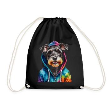 Zwergschnauzer Hoodie Hund Lustig Tier Print - Turnbeutel - Schwarz - Vorne