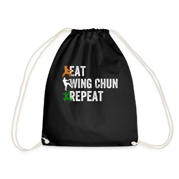 Eat Wing Chun Repeat - Funny Wing Chun - Drawstring Bag - black - Front