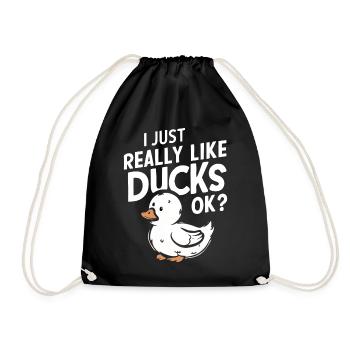 I Just Really Like Ducks Ok Funny Duck Geese - Drawstring Bag - black - Front