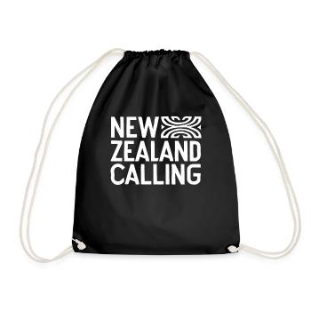 New Zealand Calls - New Zealand Souvenir - Drawstring Bag - black - Front