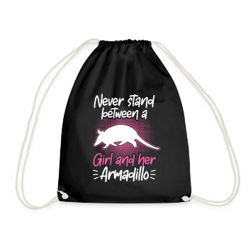 Armadillo Girl and her Armadillo Armadillo Armadillo - Drawstring Bag - black - Front