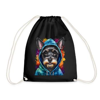 Zwergschnauzer Hoodie Hund Lustig Tier Print - Turnbeutel - Schwarz - Vorne