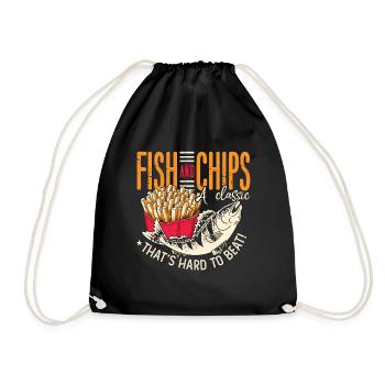 Fish And Chips A Classic That British Delicacy - Turnbeutel - Schwarz - Vorne