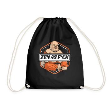 Zen As Fuck Buddhist Symbol Statue Priest Buddhism - Drawstring Bag - black - Front