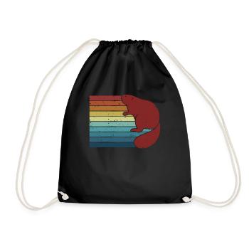 Retro Castor Canadensis North American Eurasian - Drawstring Bag - black - Front