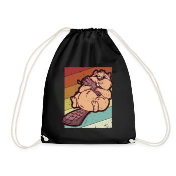 Retro Eurasian Castor Canadensis North American - Drawstring Bag - black - Front