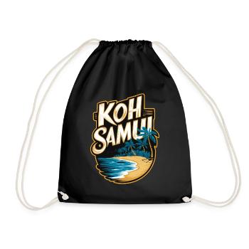 Koh Samui souvenir beach and palm trees - Drawstring Bag - black - Front