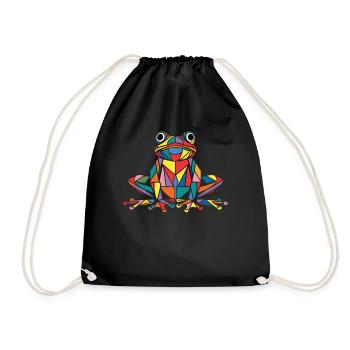 Bunter Geometrischer Frosch Geometrische Reptilien - Turnbeutel - Schwarz - Vorne
