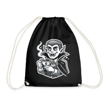 Vampir Kaffeepause: Lustiges Halloween T-Shirt - Turnbeutel - Schwarz - Vorne