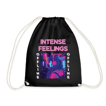 Anime 80s Retro Vaporwave Intense Feelings - Drawstring Bag - black - Front