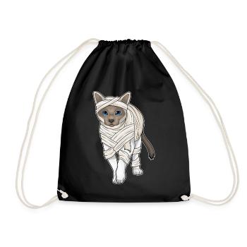 Siamese Cat Halloween Mummy - Drawstring Bag - black - Front