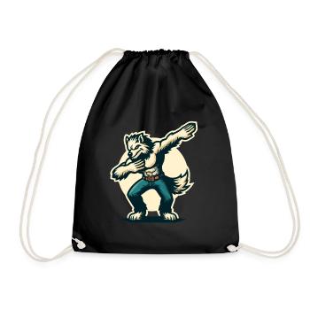 Dabbing Werewolf Funny Dabbing Design - Drawstring Bag - black - Front