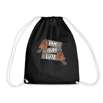 Dam You're Cute Castor Canadensis North American - Drawstring Bag - black - Front