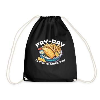 Fish And Chips Fry-Day Is Fish & Chips Food Lover - Turnbeutel - Schwarz - Vorne