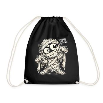T-shirt momie drôle – Marcher comme un Égyptien - Sac de sport léger - noir - Devant