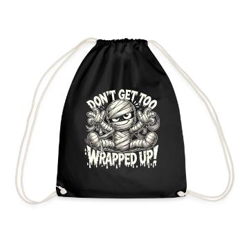 Wrapped Mummy Halloween Shirt - Drawstring Bag - black - Front