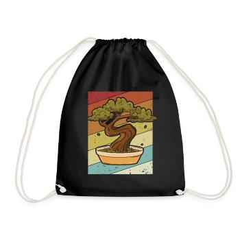 Retro Bonsai Pots Penjing Indoor Bonsai - Drawstring Bag - black - Front