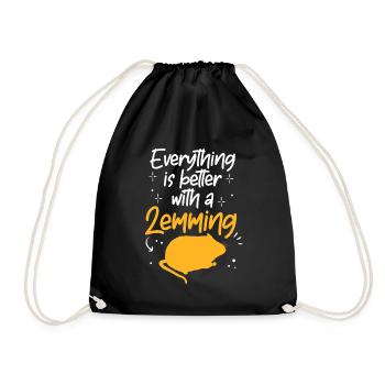 Lemming Vole Everything Better with Lemming - Drawstring Bag - black - Front
