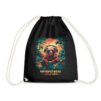 Bear Chillout Vibes Design: Relaxed and Stylish - Drawstring Bag - black - Front