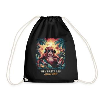 Monkey Chillout Vibes Design Relaxed and Stylish - Drawstring Bag - black - Front