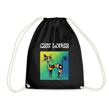 Cat Cat Lover Miró Art Cat Owner Meow - Drawstring Bag - black - Front