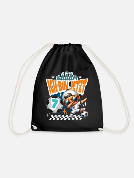 Fußball 7. Geburtstag Bääm Ich Bin Jetzt 7 - Turnbeutel - Schwarz