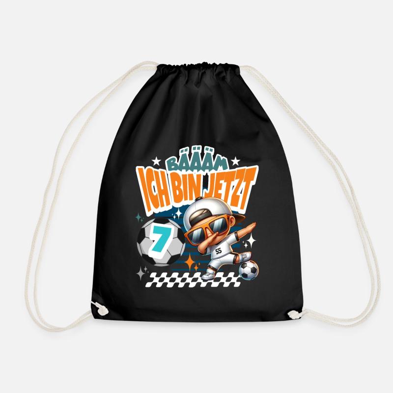 Fußball 7. Geburtstag Bääm Ich Bin Jetzt 7 - Turnbeutel - Schwarz