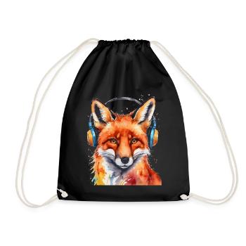 Renard Casque Musique Coloré Animal Design Imprimer - Sac de sport léger - noir - Devant