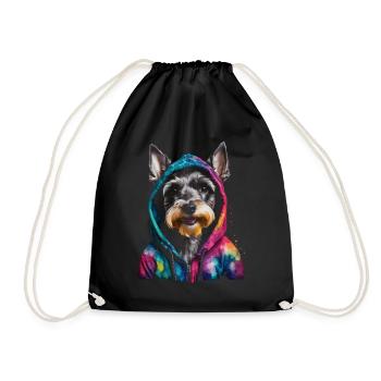 Zwergschnauzer Hoodie Hund Lustig Tier Print - Turnbeutel - Schwarz - Vorne