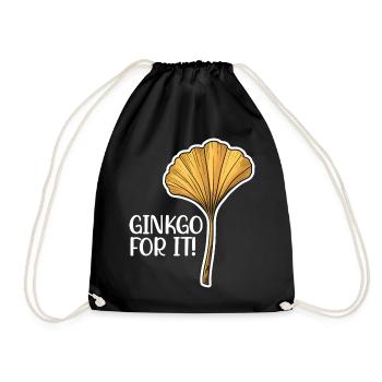 Ginkgo Leaf Ginko Gift Ginkgoaceae Botanical - Drawstring Bag - black - Front