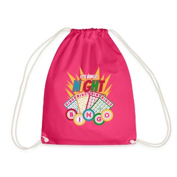It's Bingo Night Caller Daubers Professional Bingo - Drawstring Bag - fuchsia - Front